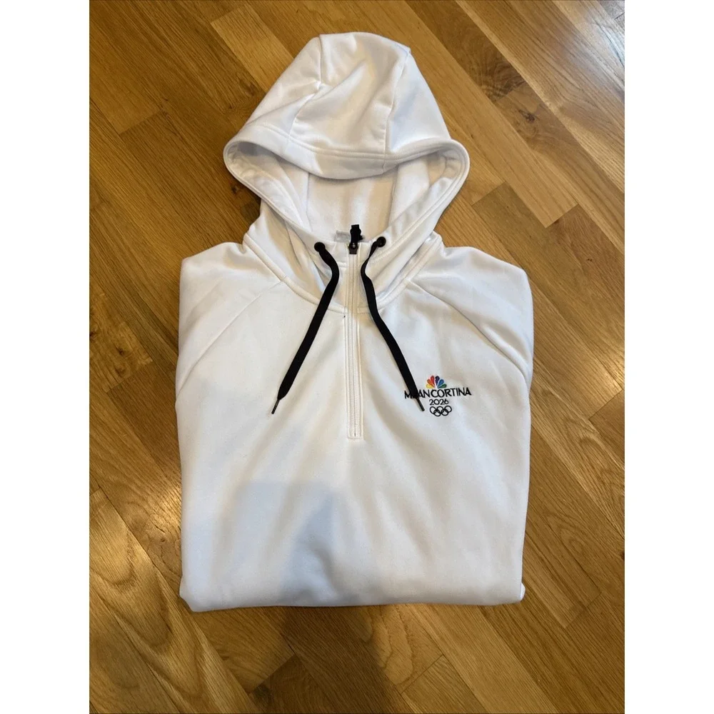 Nike‎ Milano Cortina 2026 Olympics Hoodie Mens Medium White Quarter Zip Dri Fit